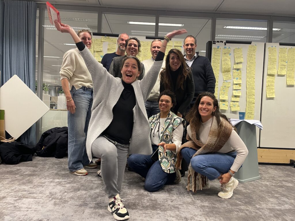 Blij team tijdens Double Diamond-sessie